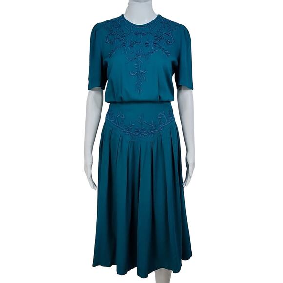 Vintage Marie St. Claire Rayon Midi Dress Size 6P - Picture 1 of 12